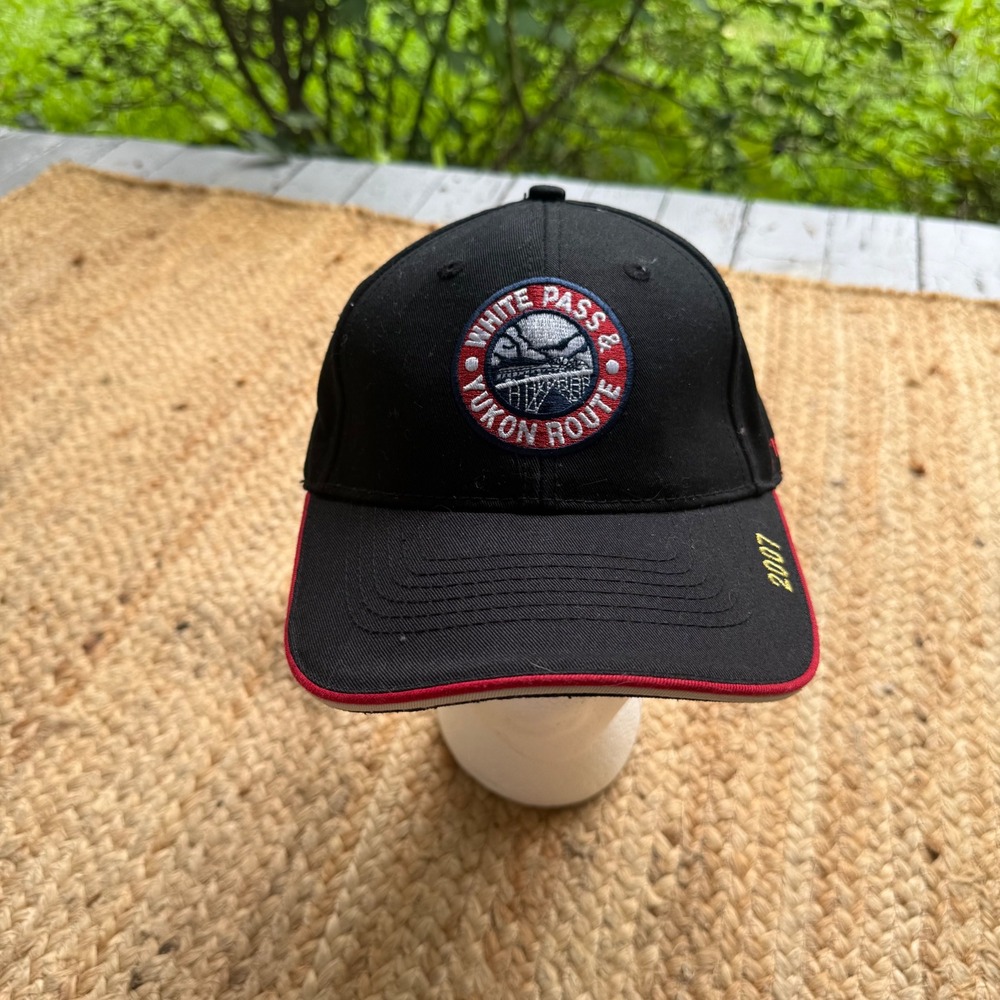 White Pass Yukon Route Skagway Alaska Railway Hat Black Cotton 2007 Souvenir Y2K